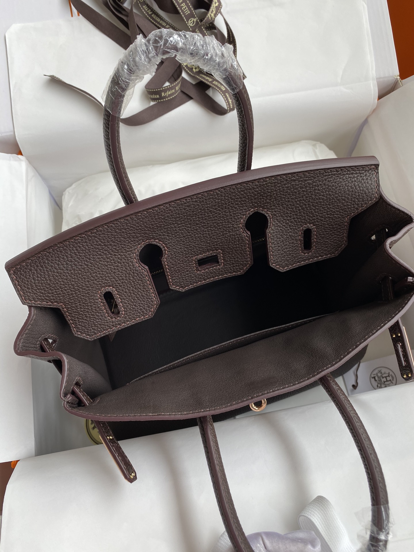 Hermes Birkin 25CM Togo Leather Handbag Dark Caffe